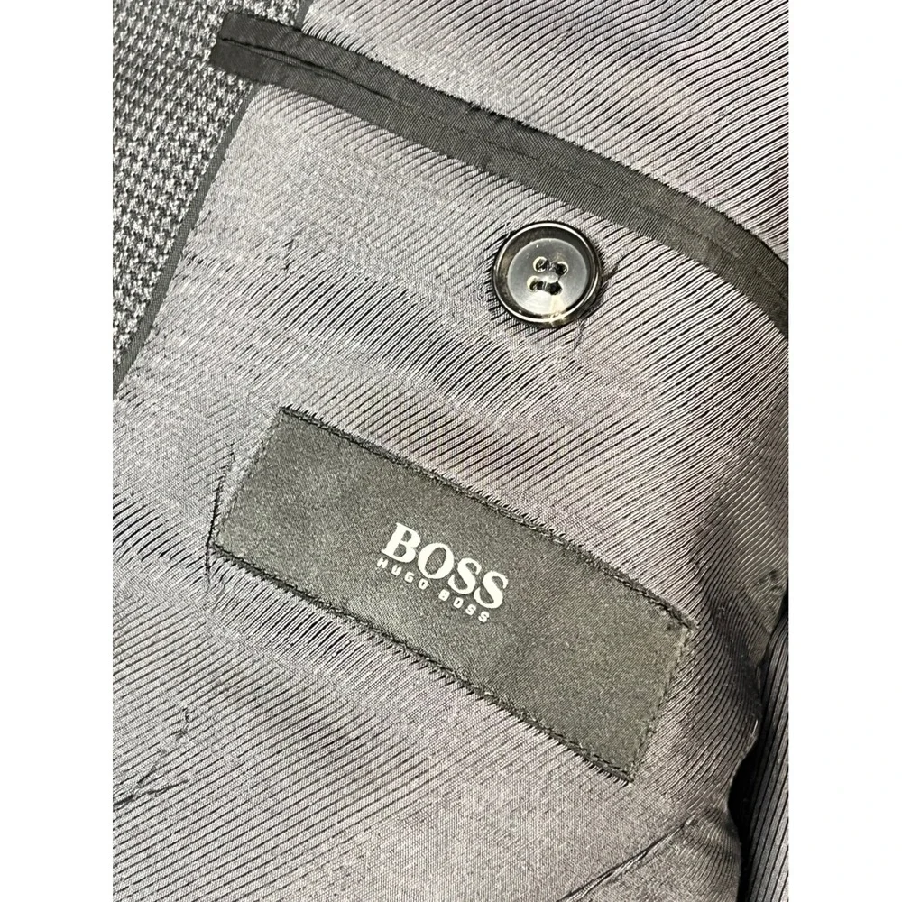 BOSS Hugo Boss The‎ James4 Charcoal Glen Plaid Wool Blend Suit Jacket Blazer 40R